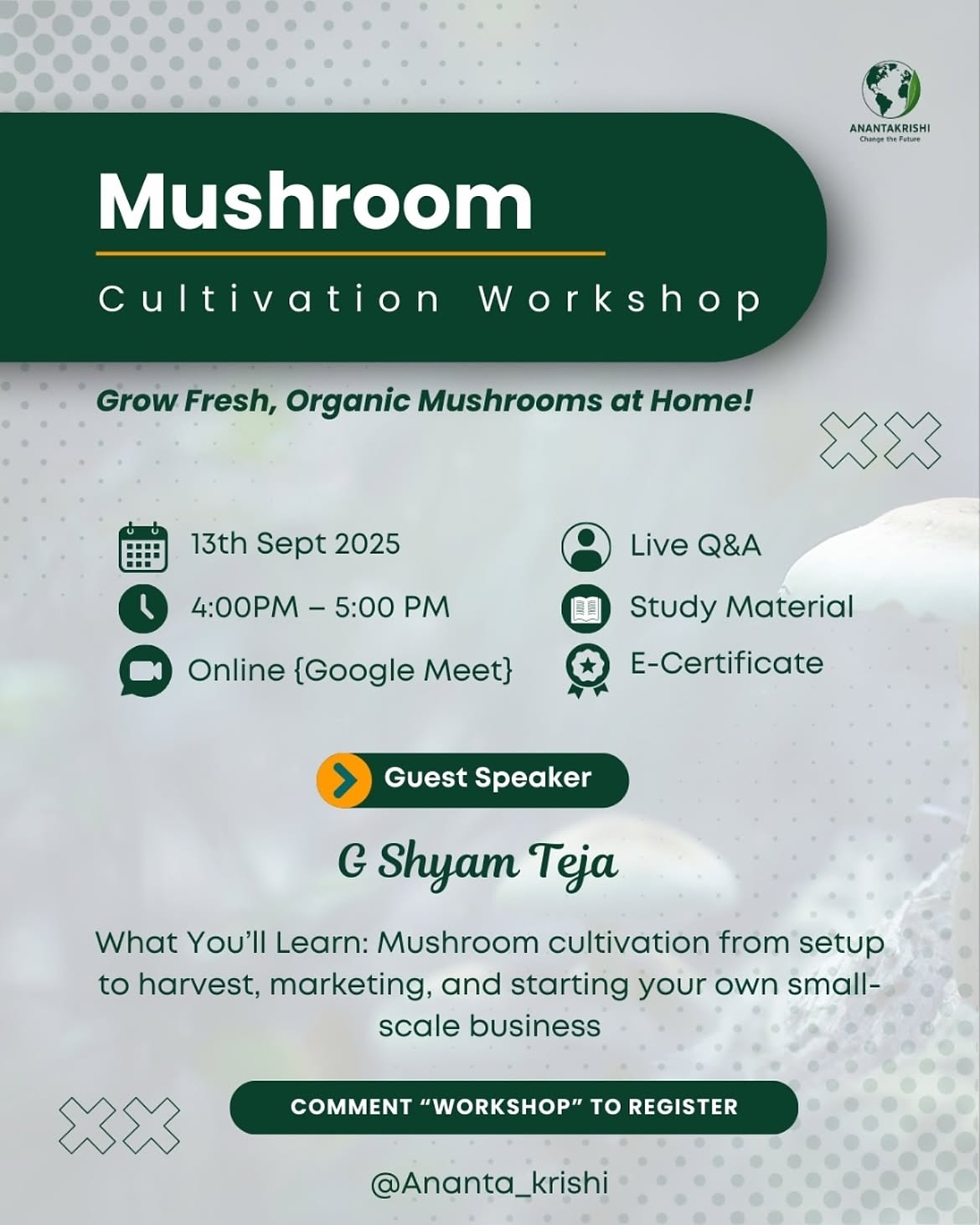 Online Mushroom Cultivation Workshop